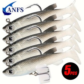 Resim 5 adet ANFS Yumuşak Balık Yemi, 8cm/2.8in Kurşun saç tokası ile Yapay Yem - Gerçekçi Balık Tasarımı, PVC Malzeme, Sevgililer Günü, Noel, Babalar Günü, Yeni Yıl, Şükran Günü, Günlük Balıkçılık Yemleri için İdeal | Gerçekçi Yem Tasarımı | PVC Balıkçılık Yemi 