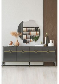 Resim Modalife Bella Aynalı 4 Kapaklı Konsol Antrasit 