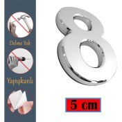 Resim Kapı Numarası Yapışkanlı Küçük Boy 50 mm 5 cm Numara 8 Rakam Sekiz Sayı Krom Renk Numaralar 