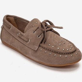 Resim Luvishoes Cuesta Vizon Süet Hakiki Deri Troklu Bağcıklı Kadın Loafer Ayakkabı 