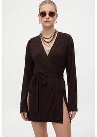 Resim Ritnice Kadın Briana Ultra Soft Kahverengi Kimono 