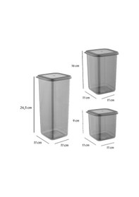 Resim 36'lı Set Etiketli, Kırılmaz Kare Erzak Saklama Kabı Antrasit 12x 1,75 Lt/1,2 Lt/0,55 Lt Antrasit 