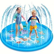 Resim 100cm / 170cm Ekstra Büyük Lüks Açık Oyuncak - Su Püskürtücülü Taşınabilir Yüzme Havuzu, Hayvan Öğrenme Matı, Canlı Gökkuşağı PVC Malzeme, Mavi Renk, Gençler için İdeal Yaz Bahçe Oyunu 