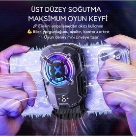 Resim Coofbe Dijital Göstergeli Turbo Fan Işıklı Klipsli 27w Telefon Soğutucu Radyatör Tüm Telefonlara Uyumlu 