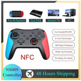 Resim Ns009nns Mavi Kırmızı-ns009 Bluetooth Oyun Denetleyicisi Kablosuz Gamepad Nintendo Anahtarı Konsolu Ps3 Pc Windows 7 10 Çift Titreşim Joystick 
