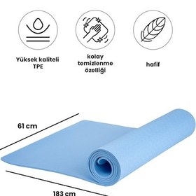 Resim Yumuşak Ve Kaymaz Yüzeyli Yoga & Pilates Matı - 6mm Kalınlık, Hafif Ve Taşınabilir Spor Matı Mavi 