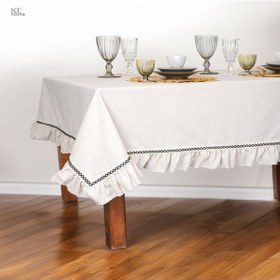 Resim Dnc Home Tekstil Ham Keten Özel Seri Fırfırlı Masa Örtüsü Krem 