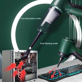 Resim Çift Emme ve Üfleme Modlarına Sahip Taşınabilir El Tipi Elektrikli Süpürge - USB Şarj Edilebilir, 1200mAh Lityum Pil, Ev, Araba ve Ofis Kullanımı İçin Kompakt Tasarım - Çok Yönlü Temizlik için Aksesuarlar Dahil, Araç Süpürgesi 