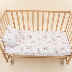 Resim Bebek Lastikli Çarşaf ve Yastık Kılıfı - Dijital Baskı Muslin - Sevimli Ayıcıklar 