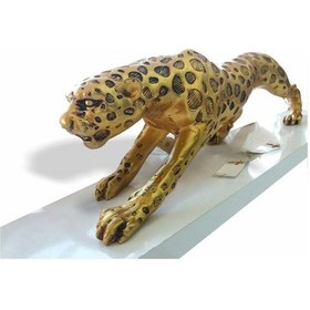 Resim Büyük Dev 80 Cm Altın Leopar Aslan Kedi Kaplan Biblosu Heykeli 