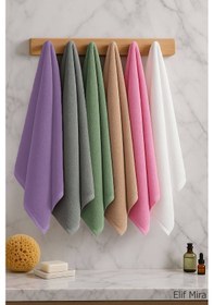 Resim 6 Lı Softtouch El Yüz Banyo Havlusu Seti %100 Pamuklu 50x90 Cm Mor 
