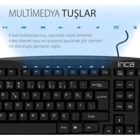 Resim Ohbe Express Inca IMK-384T Q/usb Wıred Multımedıa Q Keyboard & Mouse Set, 20 Adet Multimedya Tuşu, Ergonomik ve Dayanıklı Malzeme, Lazer Silinmez 112 Adet Tuş,ayarlanabilir Yatırma Açısı 