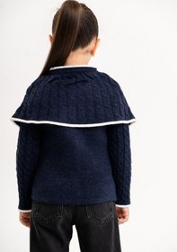 Resim Cloudy Kids Kız Çocuk Düğmeli Pelerin Yaka Triko Hırka 