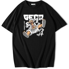 Resim Brz Collection Unisex Oversize Fifty Gear Monkey D. Luffy T-shirt-siyah Siyah 