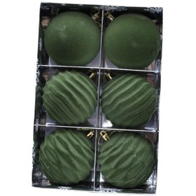 Resim Suntek 6 Adet 8cm Yılbaşı Ağacı Flocking Top Süsleri Çok Yönlü Çap 8cm 