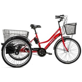 Resim Bisan E-porter Üç Tekerli Elektrikli Bisiklet 44cm V 24 Jant 3 Vites Bayrak Kırmızı Beyaz Kırmızı Beyaz 