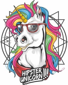 Resim UBGA GIFT Hipster Unicorn 25 Cm Özel Tasarım Motor Kask Araba Duvar Stıcker Çıkartma 