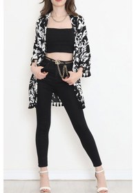 Resim Desenli Kimono Beyazsiyah - 2492.555. Çok Renkli 