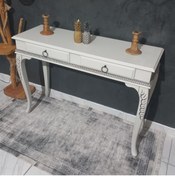 Resim ROYS AHŞAP 9002 White Grey 120 Cm Eskitme Oymalı Çekmeceli Ahşap Dresuar 