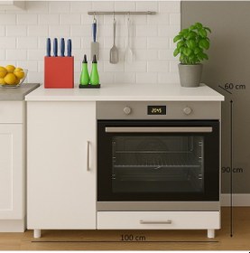 Resim 100lük Ankastre Fırın Ve Ocak Dolabı, Set Üstü Ocak Dolabı, Çok Amaçlı Dolap, Mutfak Dolabı Beyaz 