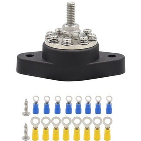 Resim 5/16 İnç M8 Rv Yat 8 Terminal Saplaması, 2 Adet M5x20 Vidalar + Terminaller Siyah 