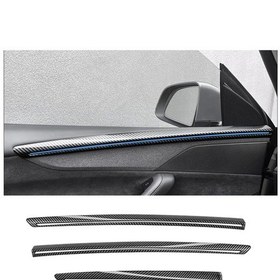 Resim Tesla Model Y Juniper İçin Uyumlu Kapı Döşemesi Üst Kısım Kaplama 4 Parça Parlak Karbon 