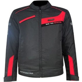 Resim Motosiklet Montu Kısa 4 Mevsim Hörgüçlü Full Korumalı Maxdura Güçlendirilmiş Kumaş Motor Mont Red 