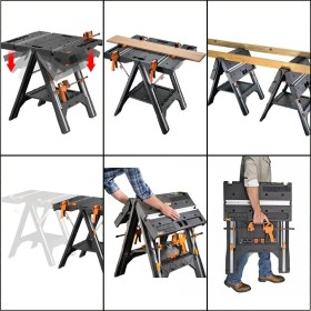 Resim Worx WX051 Çok Fonksiyonlu Katlanabilir Çalışma Tezgâhı + 2 Adet Tetik Işkence 