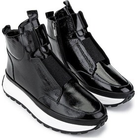 Resim Tamer Tanca Kadın Hakiki Deri Siyah Rugan Casual Bot 775 309ks191 Bn Bot Sk24-25 Sıyah Krsk Rgn Siyah Kırısık 