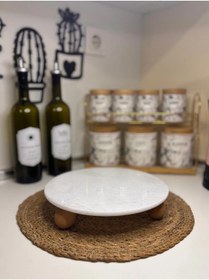 Resim Lizzy Üç Ahşap Ayaklı Sunumluk , Ayaklı Sunumluk ,Pasta Kek Standı 19 cm 