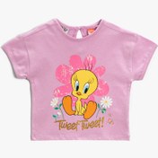 Resim Kız Bebek Tweety Baskılı Tişört Kısa Kollu Lisanslı Pamuklu 