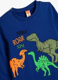Resim Koton Erkek Bebek Sweatshirt Dinozor Baskılı Bisiklet Yaka Uzun Kollu Şardonlu Pamuklu 001 