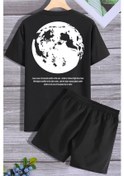 Resim Evren Temalı Şort T-shirt Eşofman Takımı Siyah 