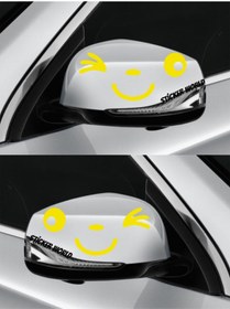 Resim Sticker World Ayna Gülücük Sticker Sağ-sol Takım Sarı 12*6 Cm 2 Li 