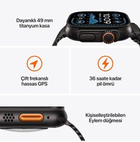 Resim Apple Watch Ultra 2 GPS + Cellular 49 MM Titanyum Kasa Titanyum Milano Loop Small Akıllı Saat (Apple Türkiye Garantili) 