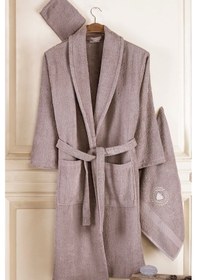 Resim Güvenal Pamuxu 8 Parça Aile Bornoz Seti 2 Pembe 