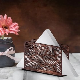 Resim BK Kişiye Özel Yaprak Tasarımlı Ahşap Peçetelik - 8 