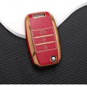 Resim Kia Rio Picanto Sportege Ceed Optima Sorento Stinger Cerato Forte Tpu Anahtar Kılıfı Kırmızı Gold 