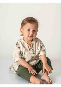 Resim Bebek Etnik Desenli Organik Pamuklu Pantolonlu Takım-15913 renkli 