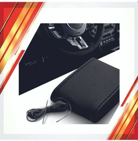 Resim Direksiyon Kılıfı Düz Deri Dikişli Iğne Siyah Dikiş Ipi Siyah 