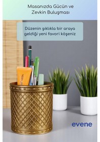 Resim Kalemlik Masa Kalemliği Organizer Kalemlik Altın Eskitme Renk Model 90 Çok Renkli 