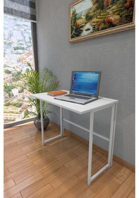 Resim Metallica Concept Delta Katlanabilir Beyaz Çalışma Masası Bilgisayar Masası Çizim Masası Beyaz 