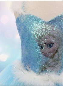 Resim Okay Kız Çocuk Tarlatanlı Simli Frozen Abiye-13694 Mavi 