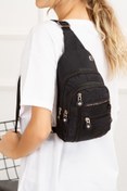 Resim Newish Unisex Krınkıl Kumaş, Su Geçirmez, Çapraz Omuz Çantası, Body Bag, Free Bag Siyah Renk, Günlük, Spor 