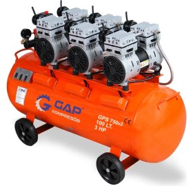 Resim GAP KOMPRESÖR Gps 750X3 | 100 Lt Sessiz ve Yağsız Hava Kompresörü 