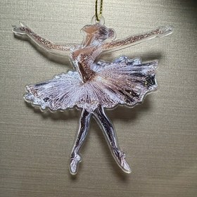 Resim 1 Adet Parlak Bale Dansçısı Süsü - Kristal Görünümlü Akrilik Noel Ağacı Asma Dekoru, Şık Balerin Kolyesi, Pil Gerektirmeyen, Ev, Parti ve Tatil Dekorasyonu İçin Mükemmel, Zarif Tasarım, Detaylı İşçiliği, Dayanıklı Süs 