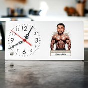 Resim Karikatürlü Erkek Vücut Geliştirici Masa Saati 
