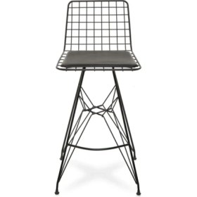 Resim Megaw Lüx Tel Bar Taburesi - Siyah 