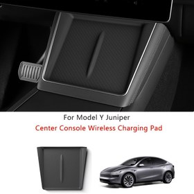 Resim For Tesla Model Y Juniper Center Console için Kablosuz Şarj Ped'i - Silikon, Kaymaz, Su Geçirmez, İç Aksesuar, Altın Tonlu Siyah, for Tesla Model Y Juniper Konsol için Kablosuz Şarj Ped'i 
