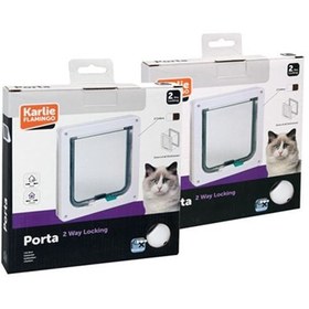 Resim Karlie 2 Yönlü Kilitli İnce Kedi Kapısı Beyaz 19.2x20 Cm 